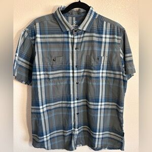 Kuhl Men's Gray and Blue Plaid Button Down Shirt